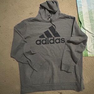 Adidas Men's Hoodie in Gray with Black Logo